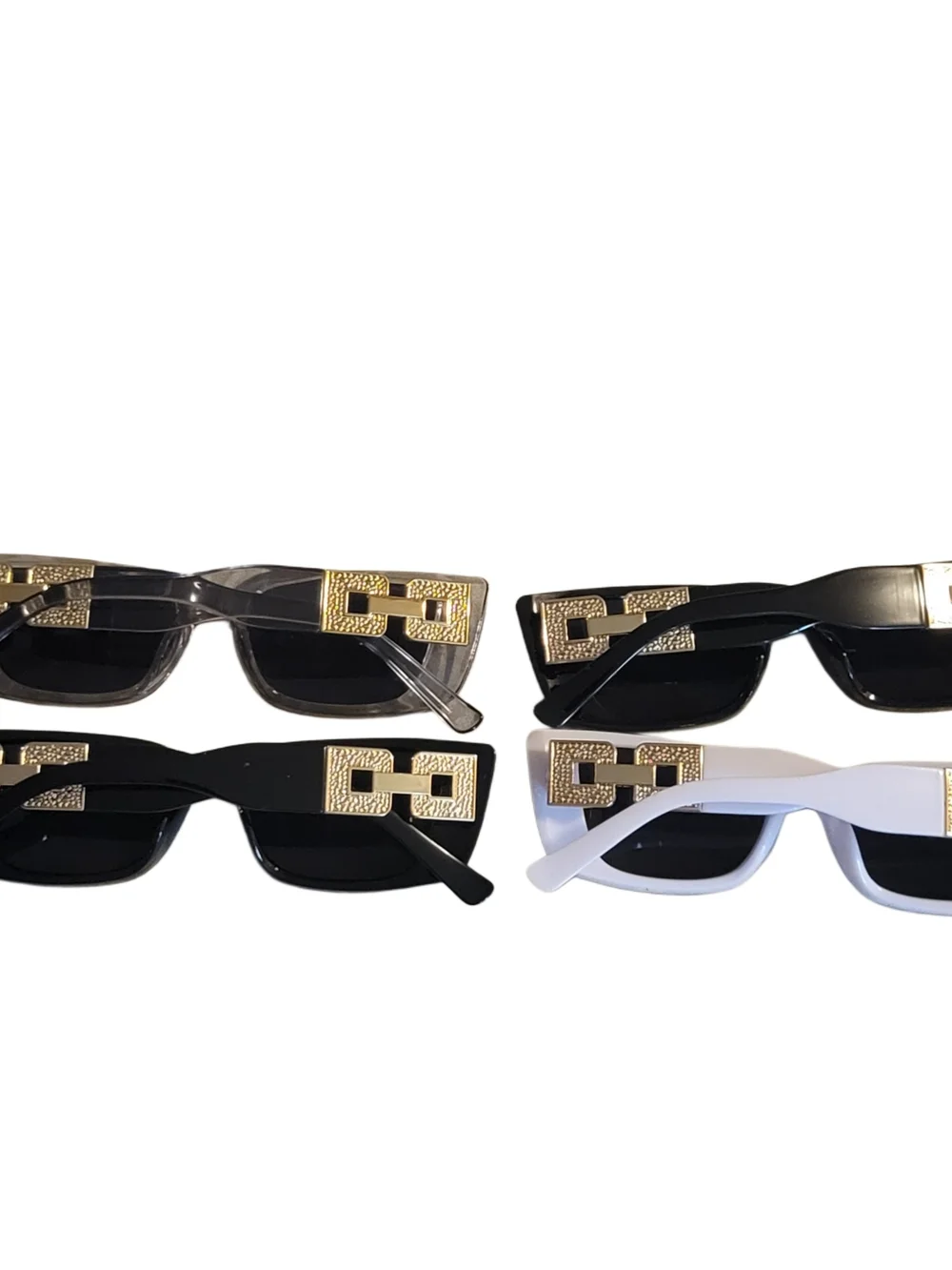 Women’s Bundle Of 4 Rectangle Sunglasses - Black, White, and Smoke Frames